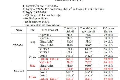 Kế hoạch KTĐK cuối HK 2 khối 678 năm học 2025 – 2026